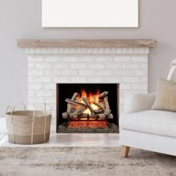24 In. Drift Wood Vented Natural Gas Fireplace Log Set With Remote Control Kit, 55,000 BTU -Fire Place Store bluegrass living vented gas fireplace logs 171239 31 1000