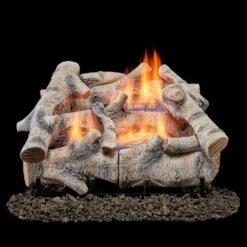 18 In. Birch Wood Vent-Free Dual Fuel Gas Fireplace Log Set, 30,000 BTU, Remote Control -Fire Place Store bluegrass living ventless gas fireplace logs 170805 c3 1000