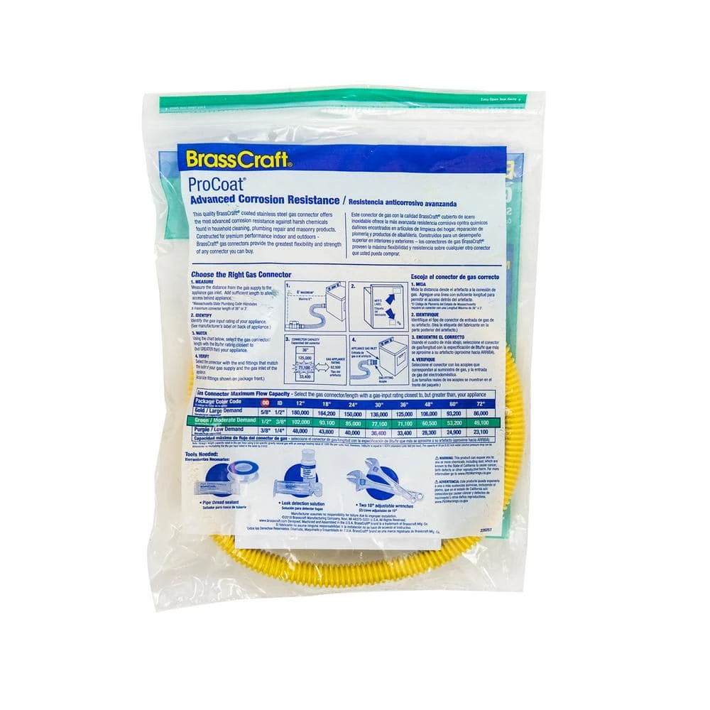 ProCoat 1/2 In. MIP X 1/2 In. MIP X 1/2 In. O.D. Stainless Steel Gas Connector 3 ProCoat 1/2 In. MIP X 1/2 In. MIP X 1/2 In. O.D. Stainless Steel Gas Connector - Image 3