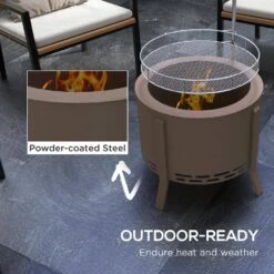 OUTSUNNY 2-in-1 Smokeless Fire Pit Bronze 19 In. Portable Wood Burning Firepit -Fire Place Store bronze outsunny wood burning fire pits 842 336v00tn 76 1000