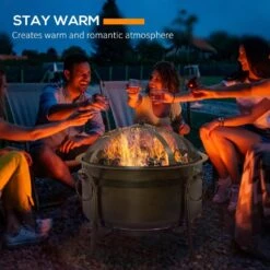 30 In. Outdoor Fire Pit Grill, Portable Steel Wood Burning Bowl, Cooking Grate For Patio, Backyard, BBQ 7 30 In. Outdoor Fire Pit Grill, Portable Steel Wood Burning Bowl, Cooking Grate For Patio, Backyard, BBQ -Fire Place Store bronze runesay wood burning fire pits d18 drum 1 4f 1000