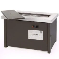 18.5 In. X 33.5 In. X 22.5 In. 50,000 BTU Square Stainless Steel Propane Fire Pit Patio Heater With Weather Cover -Fire Place Store bronze xtremepowerus gas fire pits 96800 h 4f 1000