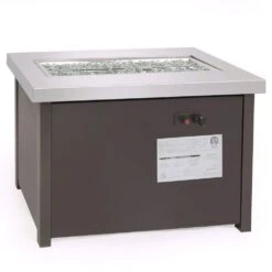 18.5 In. X 33.5 In. X 22.5 In. 50,000 BTU Square Stainless Steel Propane Fire Pit Patio Heater With Weather Cover