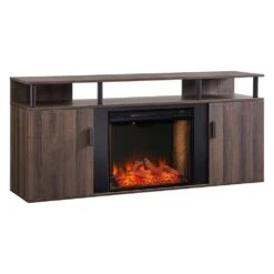 Southern Enterprises Borgeran 63 In. Alexa Enabled Electric Fireplace In Brown And Black -Fire Place Store brown and black finish southern enterprises freestanding electric fireplaces hd014067 1f 1000