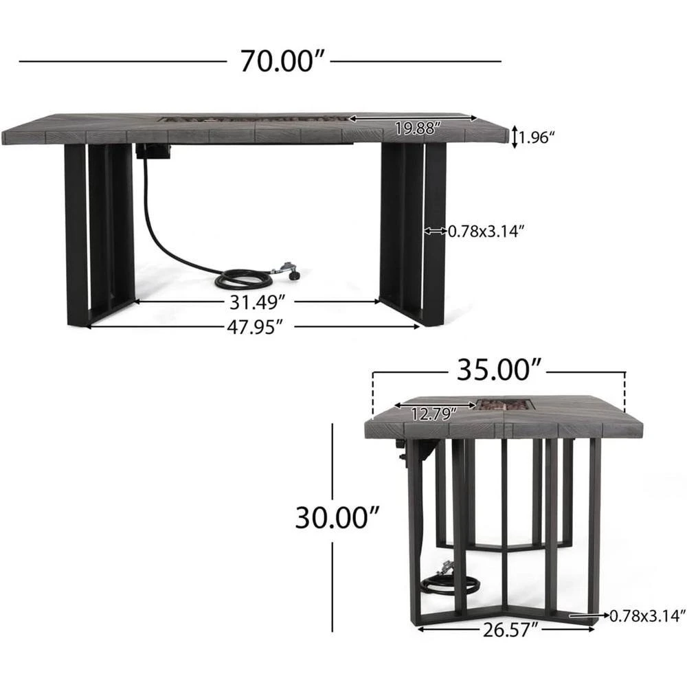 35 In. W X 30 In. H Iron Rectangle Propane Burning Outdoor Fire Pit In Brown 7 35 In. W X 30 In. H Iron Rectangle Propane Burning Outdoor Fire Pit In Brown - Image 7