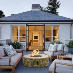 28 X 10 In. Round Stone Propane Brown Fire Pit With Water Proof Cover And Lava Rock -Fire Place Store brown fire pit kits h2sa05 1ot012 1f 1000