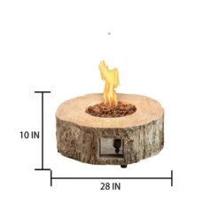 28 X 10 In. Round Stone Propane Brown Fire Pit With Water Proof Cover And Lava Rock -Fire Place Store brown fire pit kits h2sa05 1ot012 44 1000
