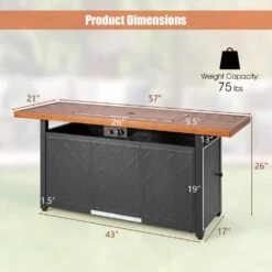 57 In. Steel Outdoor Rectangular Propane Fire Pit Table -Fire Place Store brown gas fire pits zmwv346 b 4f 1000