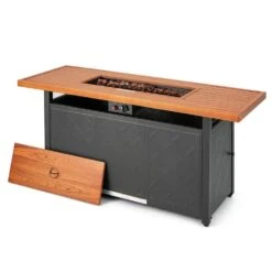 57 In. Steel Outdoor Rectangular Propane Fire Pit Table
