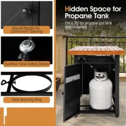 57 In. Steel Outdoor Rectangular Propane Fire Pit Table -Fire Place Store brown gas fire pits zmwv346 b fa 1000