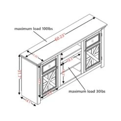 60 In. Freestanding Electric Fireplace TV Stand With 2-Doors Cabinet And 18 In. Fireplace Inser In Brown -Fire Place Store brown kadehome fireplace tv stands kh yf 00026 76 1000