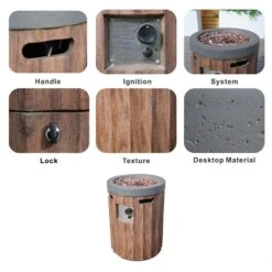 Penny Outdoor Vertical Wood Grain Effect Heater -Fire Place Store brown moda furnishings gas fire pits mog 2352 4f 1000