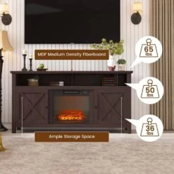 58 In. Freestanding MDF Electric Fireplace TV Stand With Shelves In Brown 11 58 In. Freestanding MDF Electric Fireplace TV Stand With Shelves In Brown -Fire Place Store brown mondawe freestanding electric fireplaces mo sx1ha58br c3 1000