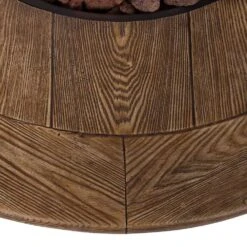 Merida Round Outdoor Propane Gas Brown Fire Pit Table With Lava Rock, 40 In. Dia -Fire Place Store brown shine company gas fire pits 6201br 1f 1000