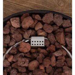 Merida Round Outdoor Propane Gas Brown Fire Pit Table With Lava Rock, 40 In. Dia -Fire Place Store brown shine company gas fire pits 6201br 4f 1000