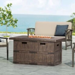 48 In. W X 24 In. D X 24 In. H Rectangle Metal Propane Burning Outdoor Fire Pit In Brown -Fire Place Store brown staykiwi gas fire pits skbcfp22bro 31 1000
