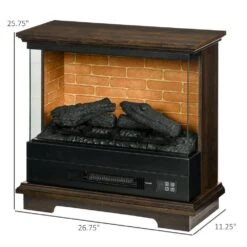 26 In. Freestanding Electric Fireplace Stove, Stand Side Table With Fireplace Insert, Remote Control, 12H Timer In Brown -Fire Place Store brown toolcat freestanding electric fireplaces mgg70 11 eh 1f 1000