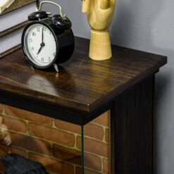 26 In. Freestanding Electric Fireplace Stove, Stand Side Table With Fireplace Insert, Remote Control, 12H Timer In Brown -Fire Place Store brown toolcat freestanding electric fireplaces mgg70 11 eh 4f 1000