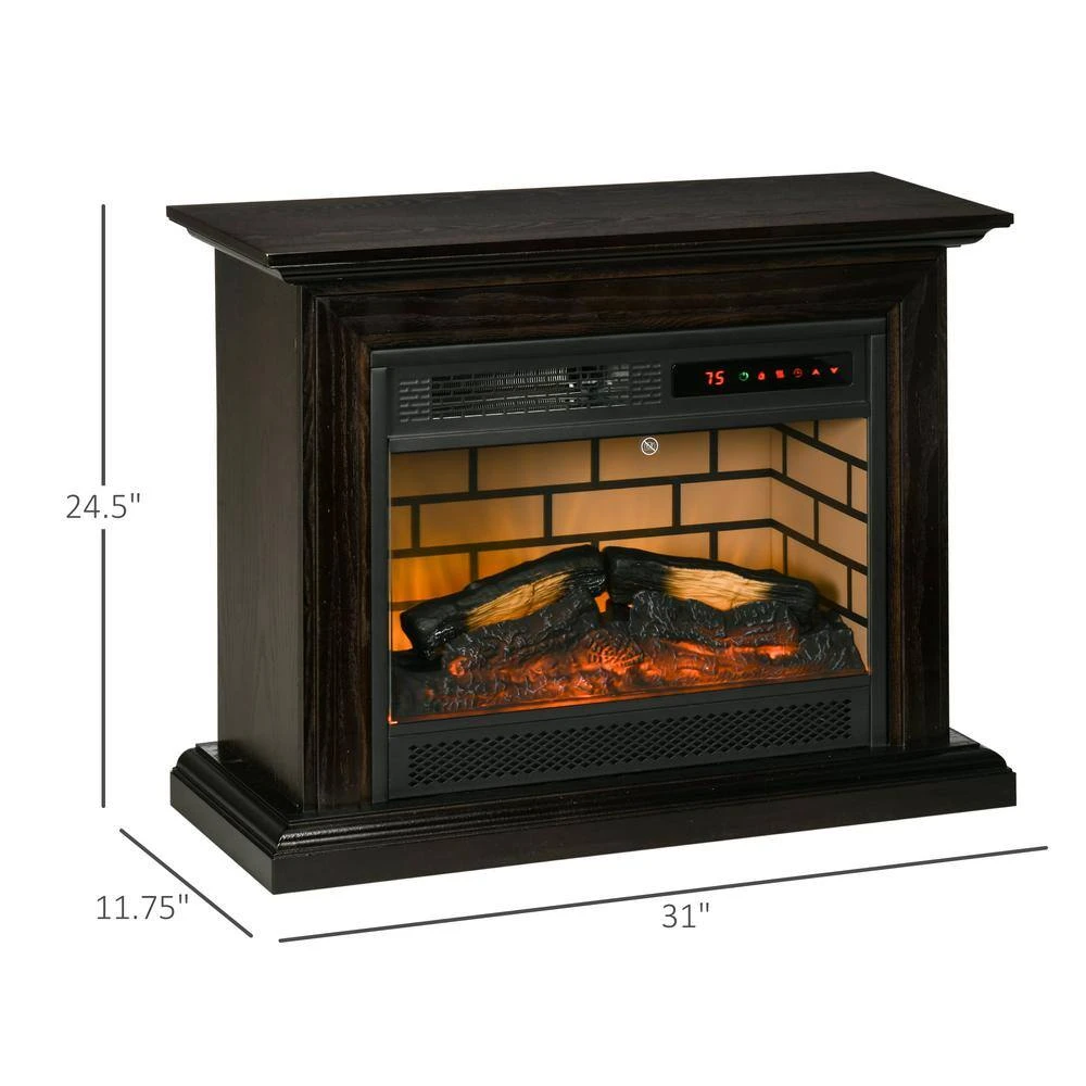 31 In. Freestanding Electric Fireplace In Brown With Dimmable Flame Effect And Mantel, Space Heater With Remote Control 5 31 In. Freestanding Electric Fireplace In Brown With Dimmable Flame Effect And Mantel, Space Heater With Remote Control - Image 5