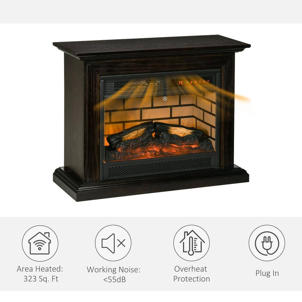 31 In. Freestanding Electric Fireplace In Brown With Dimmable Flame Effect And Mantel, Space Heater With Remote Control 8 31 In. Freestanding Electric Fireplace In Brown With Dimmable Flame Effect And Mantel, Space Heater With Remote Control - Image 8