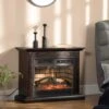 31 In. Freestanding Electric Fireplace In Brown With Dimmable Flame Effect And Mantel, Space Heater With Remote Control