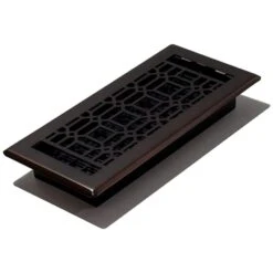 4 In. X 10 In. New Gothic Floor Register, Plated Rubbed Bronze