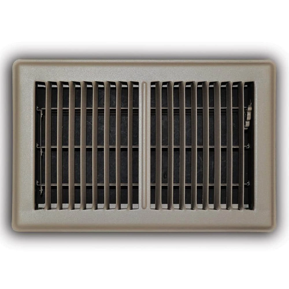 6 In. X 10 In. 2-Way Steel Floor Register In Brown 1 6 In. X 10 In. 2-Way Steel Floor Register In Brown