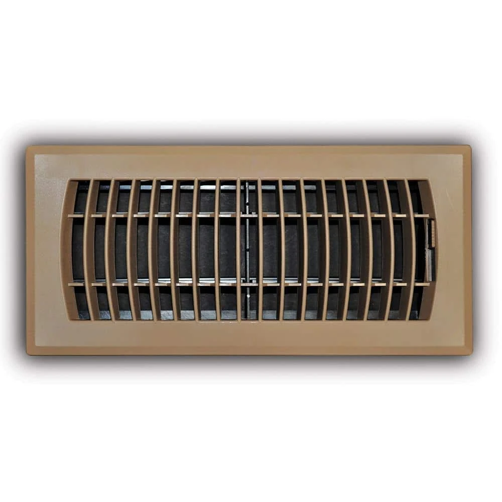 4 In. X 10 In. 1-Way Plastic Floor Register In Brown 1 4 In. X 10 In. 1-Way Plastic Floor Register In Brown