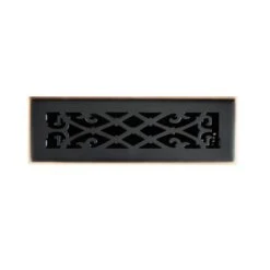 Elegant Scroll 2 In. X 10 In. Steel Floor Register In Oil Rubbed Bronze