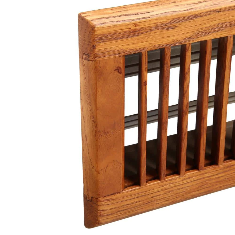 Oak Wood 4 In. X 10 In. 2-Way Wooden Floor Register In Medium Finished 2 Oak Wood 4 In. X 10 In. 2-Way Wooden Floor Register In Medium Finished - Image 2