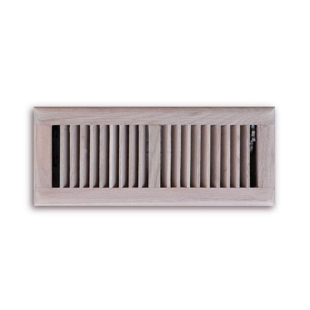 Oak Wood 4 In. X 12 In. 2-Way Wooden Floor Register In Unfinished 1 Oak Wood 4 In. X 12 In. 2-Way Wooden Floor Register In Unfinished