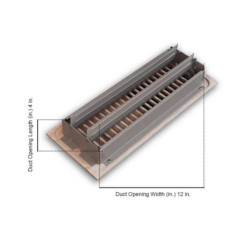 Oak Wood 4 In. X 12 In. 2-Way Wooden Floor Register In Unfinished 2 Oak Wood 4 In. X 12 In. 2-Way Wooden Floor Register In Unfinished - Image 2