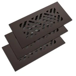 Low Profile 10 In. X 4 In. Steel Floor Register In Oil Rubbed Bronze Diagonal Pattern (3-Pack)