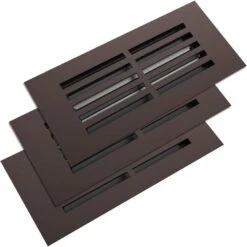 4x10 In.(3-Pk)Low-Profile Linear Split Design Floor Registers With RustProof Louvers Oil Rubbed Bronze Steel Vent Covers