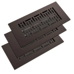 Low Profile 10 In. X 4 In. Steel Floor Register In Oil Rubbed Bronze Woven Pattern (3-Pack)