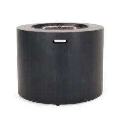 Reign Brushed Black Circular Metal Outdoor Patio Fire Pit Table -Fire Place Store brushed black noble house gas fire pits 109175 66 1000