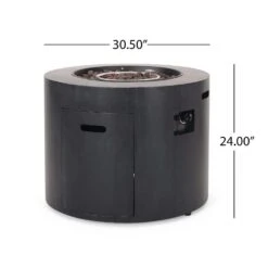 Reign Brushed Black Circular Metal Outdoor Patio Fire Pit Table -Fire Place Store brushed black noble house gas fire pits 109175 c3 1000