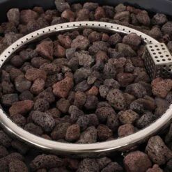 Reign Brushed Black Circular Metal Outdoor Patio Fire Pit Table -Fire Place Store brushed black noble house gas fire pits 109175 fa 1000