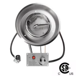 12" Round CSA Certified Fire Pit Burner Kit, Stainless Steel, Propane, Electronic Ignition