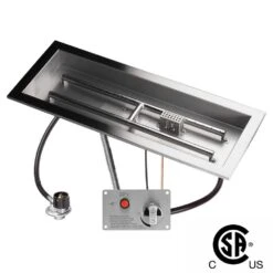 24 In. X 8 In. CSA Certified Fire Pit Burner Kit, Stainless Steel, Propane, Electronic Ignition