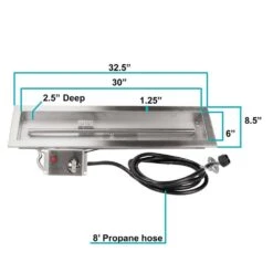 30" X 6" CSA Certified Fire Pit Burner Kit, Stainless Steel, Propane, Electronic Ignition -Fire Place Store brushed stainless steel celestial fire glass fire pit covers and accessories csa 30 6 44 1000