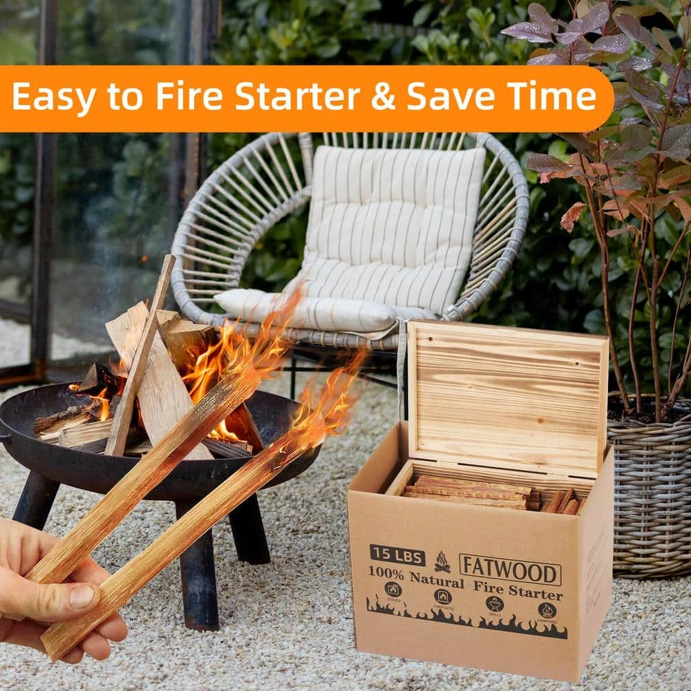 15 Lb. Boxed Fatwood Fire Starter Sticks Gift Box Set With A Wooden Storage Box For Kindling Safe Quickly And Easily 5 15 Lb. Boxed Fatwood Fire Starter Sticks Gift Box Set With A Wooden Storage Box For Kindling Safe Quickly And Easily - Image 5