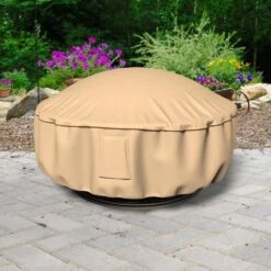 Sedona 36 In. Dia, 15 In. Drop Tan Outdoor Fire Pit Cover -Fire Place Store budge fire pit covers and accessories p9a15tnnw1 76 1000