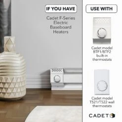 Single-pole 22 Amp Line Voltage 120/240-volt Mechanical Electric Baseboard Heater Mounted Thermostat In White 8 Single-pole 22 Amp Line Voltage 120/240-volt Mechanical Electric Baseboard Heater Mounted Thermostat In White -Fire Place Store cadet non programmable thermostats btf1w c3 1000