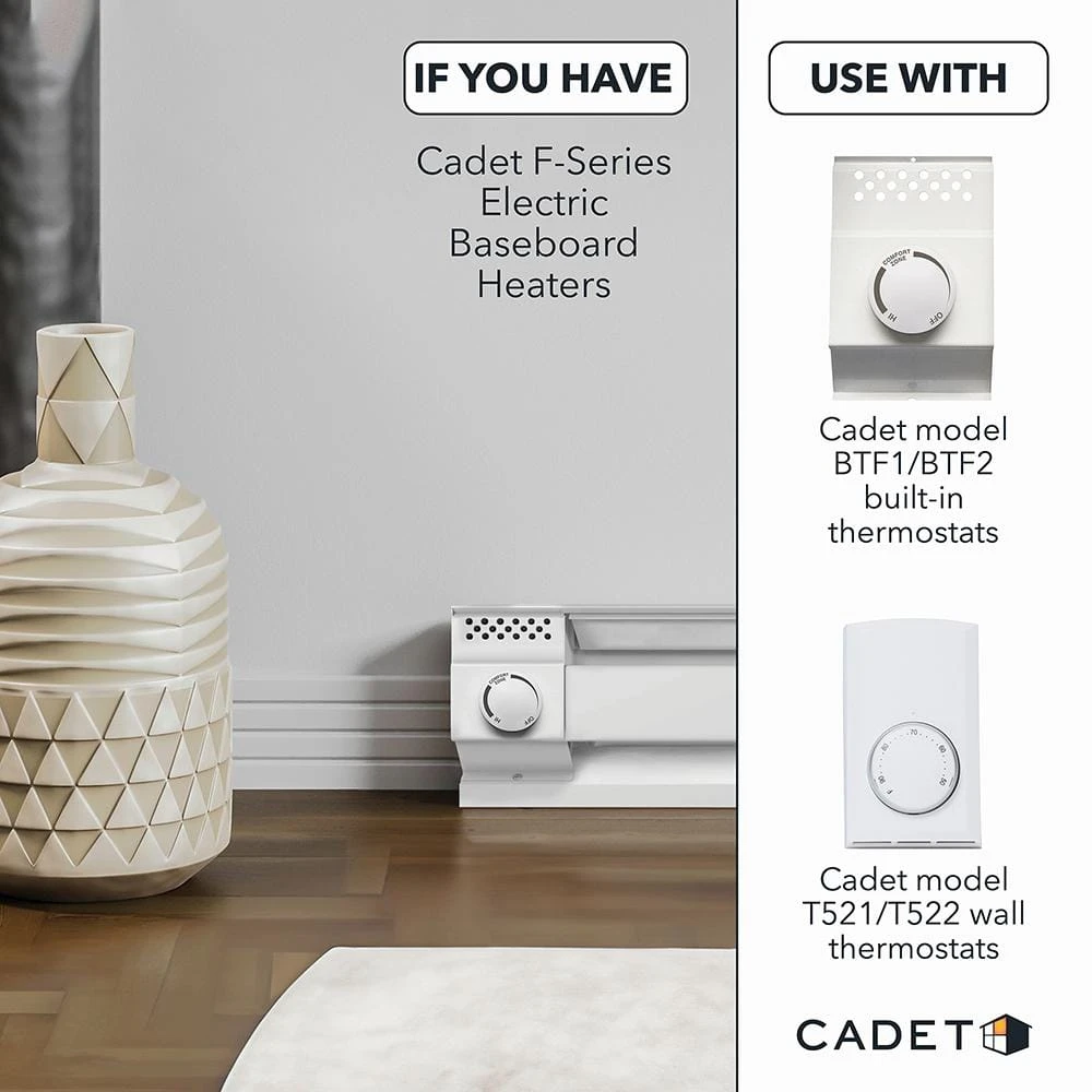 Single-pole 22 Amp Line Voltage 120/240-volt Mechanical Electric Baseboard Heater Mounted Thermostat In White 3 Single-pole 22 Amp Line Voltage 120/240-volt Mechanical Electric Baseboard Heater Mounted Thermostat In White - Image 3