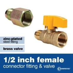 Cambridge 1/2 In. OD X 1/2 In. FIP X 1/2 In. FIP Ball Valve X 48 In. Stainless Steel Standard Gas Connector (60,500 BTU) -Fire Place Store cambridge gas fittings connectors 200377ec 4f 1000