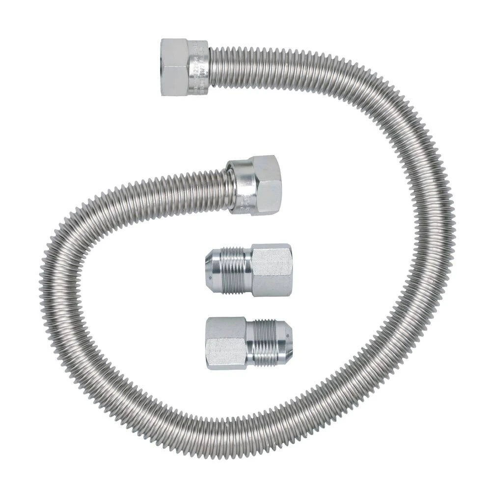 Cambridge 5/8 In. OD X 1/2 In. FIP X 1/2 In. FIP X 24 In. Stainless Steel Standard Gas Connector (150,000 BTU) 1 Cambridge 5/8 In. OD X 1/2 In. FIP X 1/2 In. FIP X 24 In. Stainless Steel Standard Gas Connector (150,000 BTU)