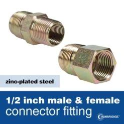 Cambridge 5/8 In. OD X 1/2 In. MIP X 1/2 In. FIP X 12 In. Stainless Steel Standard Gas Connector (180,000 BTU) -Fire Place Store cambridge gas fittings connectors c gc 581212mf 12ec 4f 1000