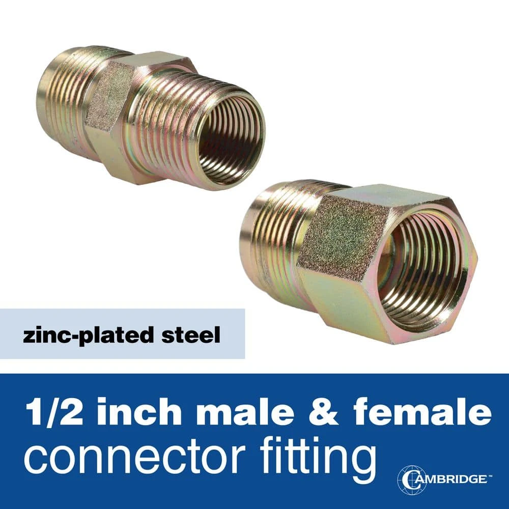 Cambridge 5/8 In. OD X 1/2 In. MIP X 1/2 In. FIP X 12 In. Stainless Steel Standard Gas Connector (180,000 BTU) 3 Cambridge 5/8 In. OD X 1/2 In. MIP X 1/2 In. FIP X 12 In. Stainless Steel Standard Gas Connector (180,000 BTU) - Image 3