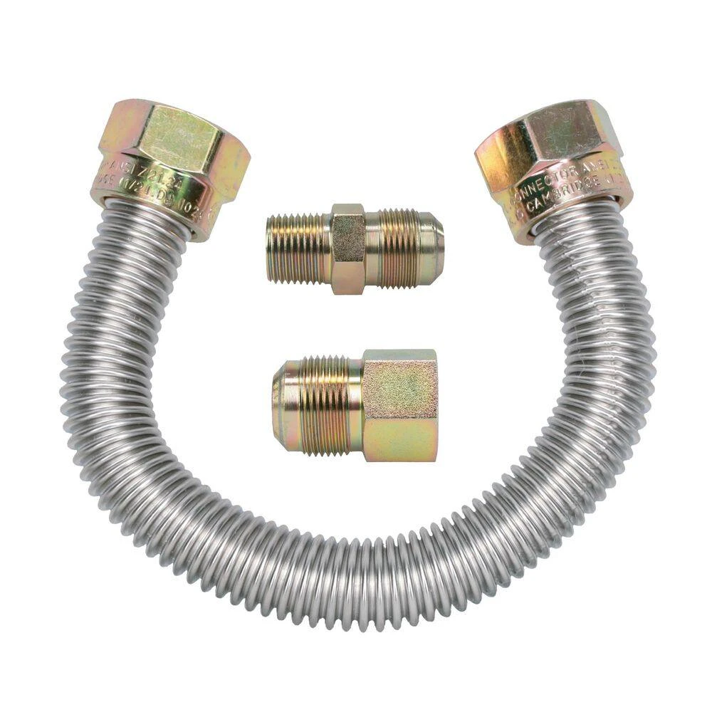 Cambridge 5/8 In. OD X 1/2 In. MIP X 1/2 In. FIP X 12 In. Stainless Steel Standard Gas Connector (180,000 BTU) 1 Cambridge 5/8 In. OD X 1/2 In. MIP X 1/2 In. FIP X 12 In. Stainless Steel Standard Gas Connector (180,000 BTU)